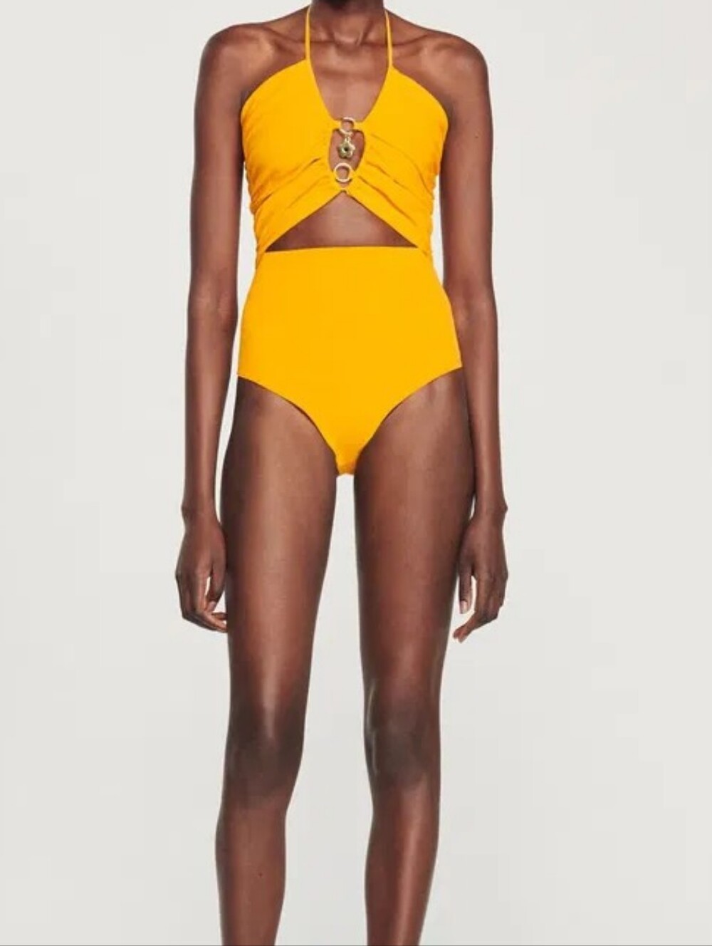 NWT $295 Sandro Assiya Knit Bodysuit with Ring & Flower Detail Size 3 Large